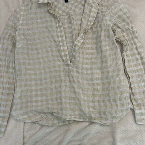 J. Crew Metallic Gold and Cream Blouse